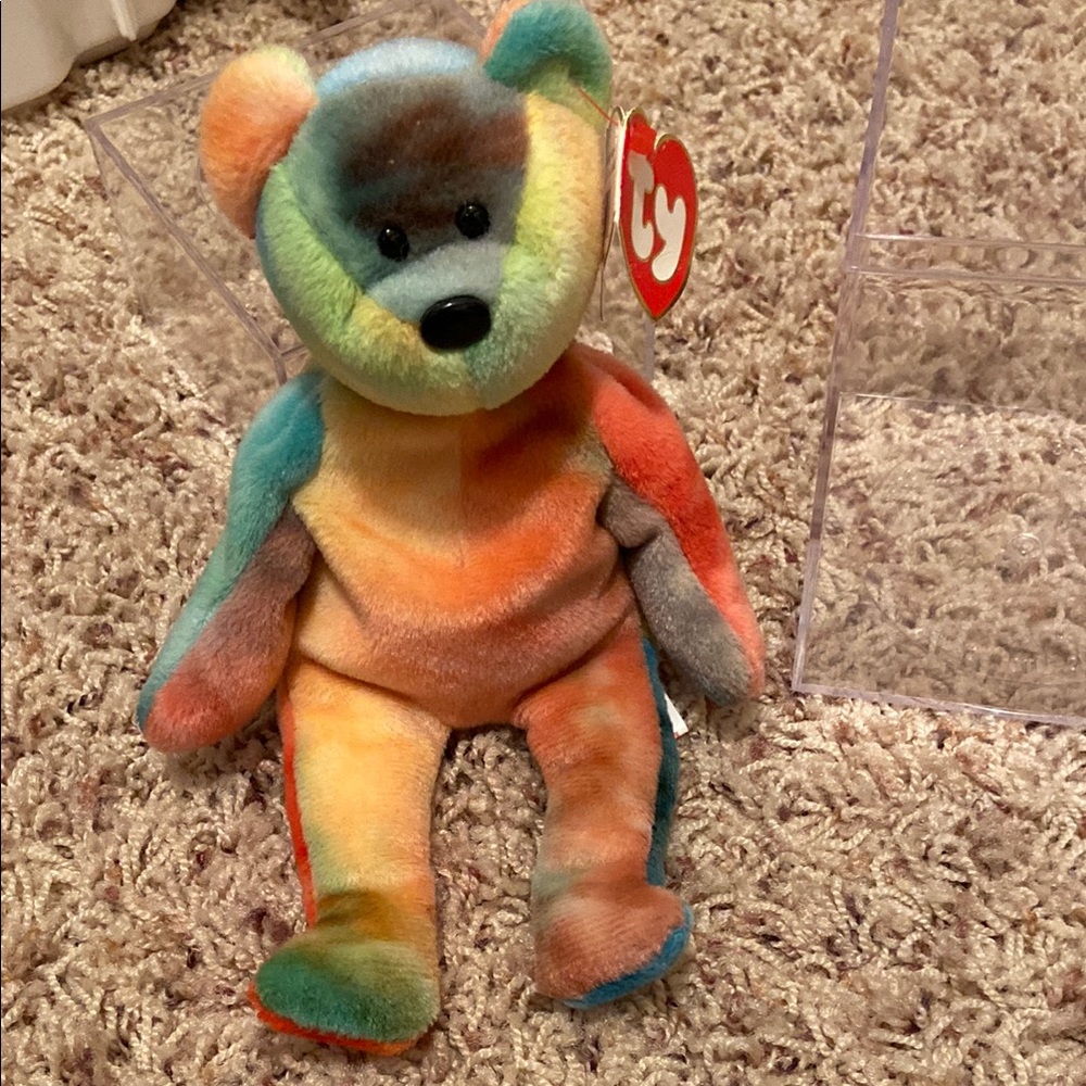Ty Multicolor 1993 Garcia Beanie Baby Bear w/tag errors